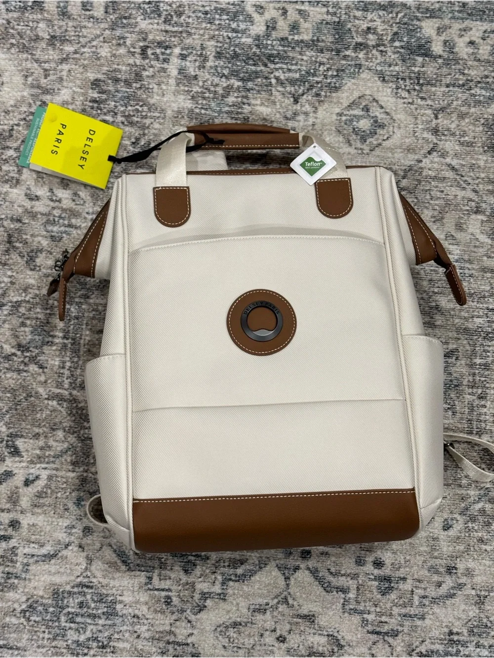 DELSEY Paris Men's Cream & Tan Travel Backpack